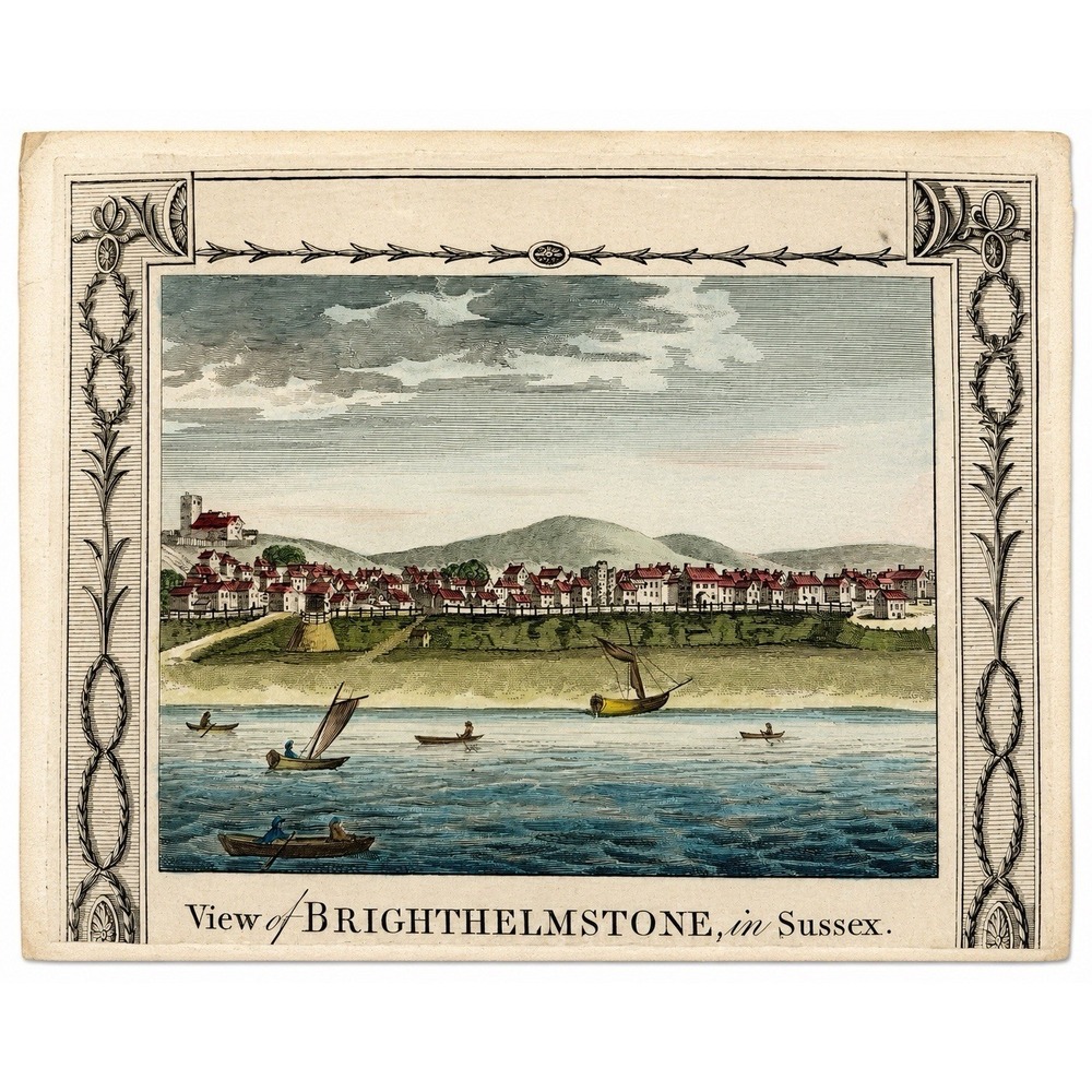 Antique 1780 View of Brighthelmstone Sussex Hand Colored Engraving Print